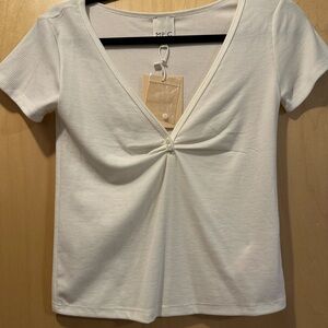 Princess Polly White Twist Front Short Sleeve Tee